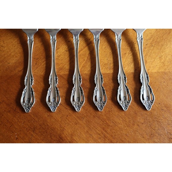 Lot 6x Oneida Community Brahms Salad Forks Stainless 6.75" Betty Crocker Pierced - Picture 7 of 10